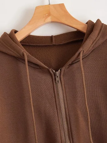 Vista 3 de WDIRARA Sudadera casual de manga larga con capucha y cordón frontal para mujer
