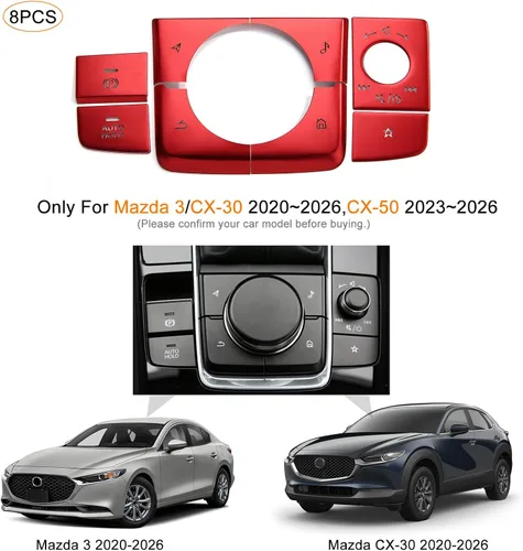 Vista 2 de 8 piezas compatibles con Mazda 3 CX-30 CX-50 2026 2025 2024 2023 2022 2021 2020 Accesorios para consola central de automóvil, panel de engranajes
