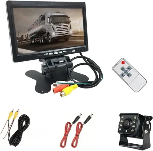 Vista 7 de Kit de cámara de respaldo de retrovisión trasera para coche TFT LCD de 7 pulgadas con cable de 32.8 ft compatible