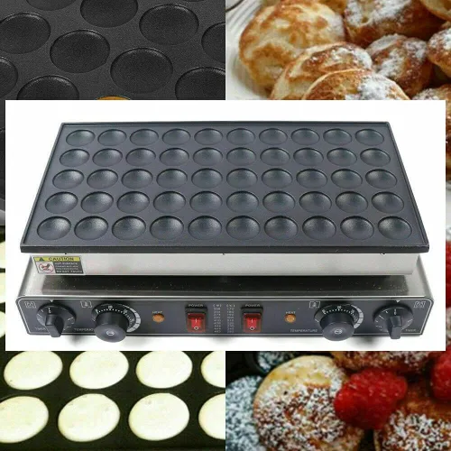 Vista 5 de Mini máquina holandesa para hacer panqueques, máquina comercial antiadherente para hacer donas, panadero, 50 ranuras, máquina eléctrica