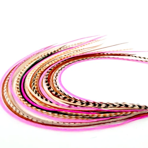 Vista 13 de 21 extensiones de cabello de color azul, kit de gallo de 9 a 14 pulgadas de largo, con 20 cuentas de microenlace, plumas 100% reales, estilo bohemio