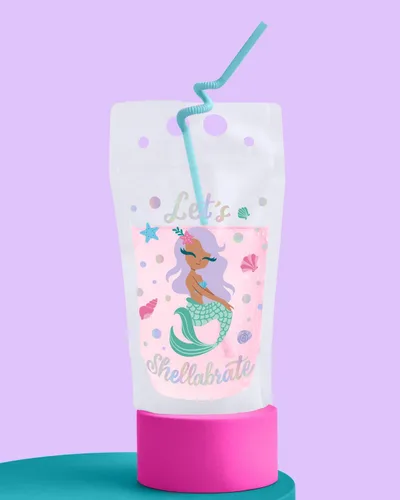 Vista 6 de xo, Fetti Bolsas de bebidas de sirena – 16 unidades Suministros de fiesta de cumpleaños de sirena, baby shower Mermazing, recuerdos de fiesta