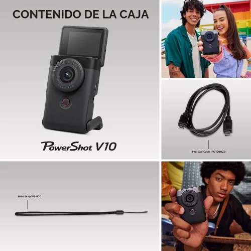 Vista 13 de Canon PowerShot V10 Cámara compacta para vlogging, sensor CMOS de 1 pulgada, transmisión de video 4K, lente de zoom de ángulo ancho integrado, LCD