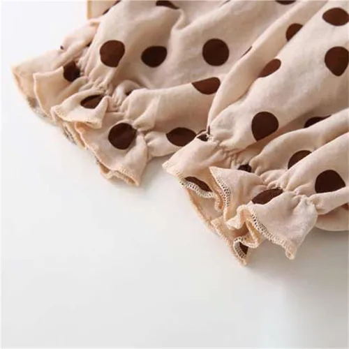 Vista 5 de Pantalones largos básicos básicos de algodón con lunares y lunares para niños y niñas pequeños