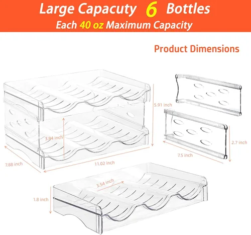 Vista 5 de IEEK Estante apilable de plástico para almacenamiento de botellas, estante organizador de botellas de agua/vino y bebidas para gabinete de cocina