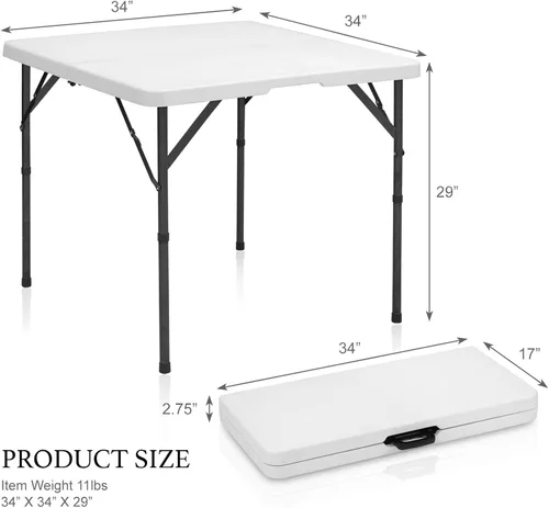Vista 8 de AJP Distributors Mesa plegable portátil de plástico de 3 pies 34 pulgadas, parte superior resistente con asa de transporte, interior y exterior