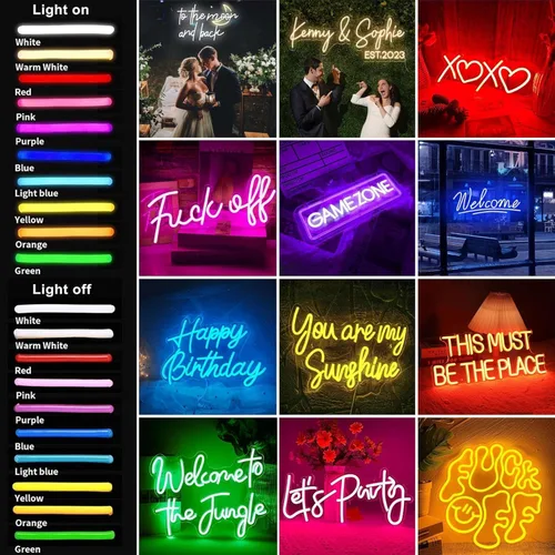 Vista 8 de Letrero de neón LED personalizado, regulable, luz de neón personalizada para decoración de pared de dormitorio, boda, fiesta de cumpleaños, bar