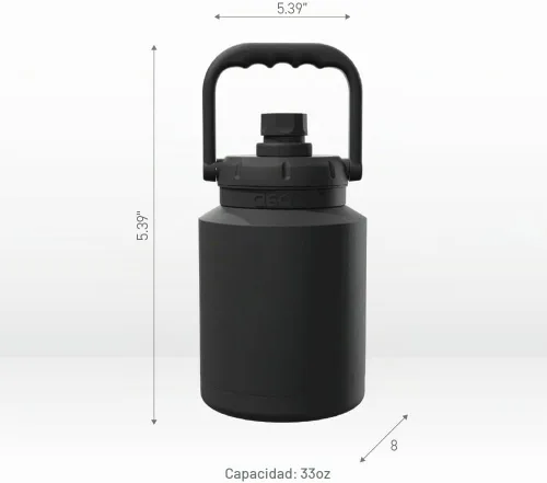 Vista 5 de Asobu Mini jarra de acero inoxidable de doble pared aislada al vacío de 33 onzas con asa de mano completa fácil de transportar y popote desplegable