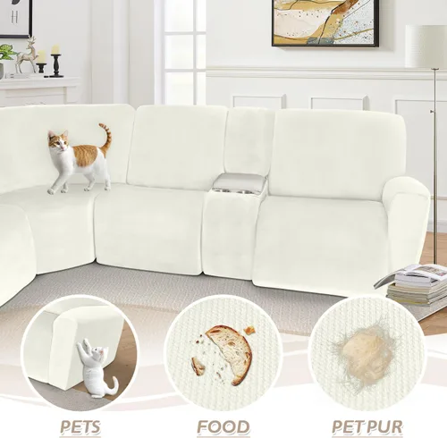 Vista 351 de Arfntevss Fundas de sofá seccional reclinable de terciopelo, Funda de sofá seccional de esquina para sofá reclinable, Funda elástica suave