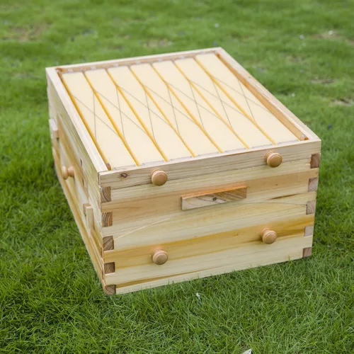 Vista 2 de LANGLANG Kit automático de casa de colmena de abejas de madera con 7 piezas mejoradas de marco automático peine, caja de colmena sin miel.