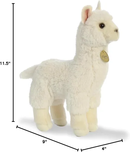 Vista 3 de Aurora® Adorable alpaca de peluche Miyoni®, detalle realista, compañía entrañable, blanco, 11 pulgadas