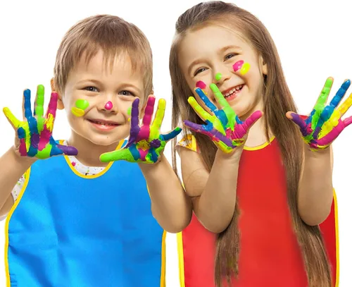 Vista 6 de NANASO Paquete de 4 batas de arte impermeables para niños, delantal de pintura, alimentación, cocina para niños de 2 a 6 años