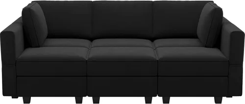 Vista 8 de Belffin Sofá Seccional Modular de Terciopelo con Chaise Lounge Sofá Cama Seccional con Chaise de Almacenamiento Sofás Cama Sofá para Sala de Estar