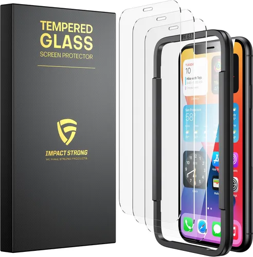 Vista 16 de ImpactStrong Protector de pantalla de vidrio templado inastillable para iPhone 11 Pro/iPhone XS/iPhone X, marco de fácil instalación, sin burbujas