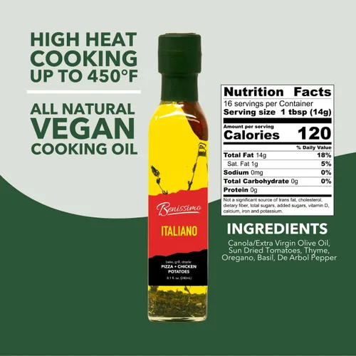 Vista 2 de Benissimo Aceite de oliva italiano, 8.45 onzas líquidas (paquete de 2) – Mezcla de aceite de oliva virgen extra con tomates secados al sol y hierbas