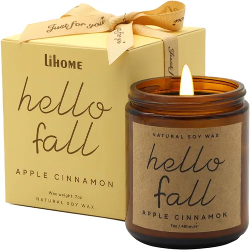 Vista 24 de Lihome Velas de otoño – Decoración de otoño para el hogar, regalos para mujeres, mamá, amiga, cera de soja natural, velas perfumadas de sidra