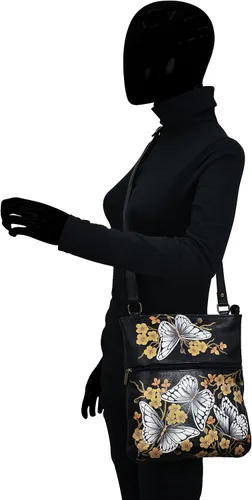 Vista 3 de Anna by Anuschka Women's Hand-Painted Genuine Leather Slim Cross Shoulder Bag