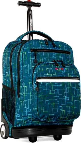 Vista 14 de J World Sundance Mochila Rodante para Laptop para Niñas y Niños. Mochila Escolar con Ruedas, Rombos negro, 20 pulgadas
