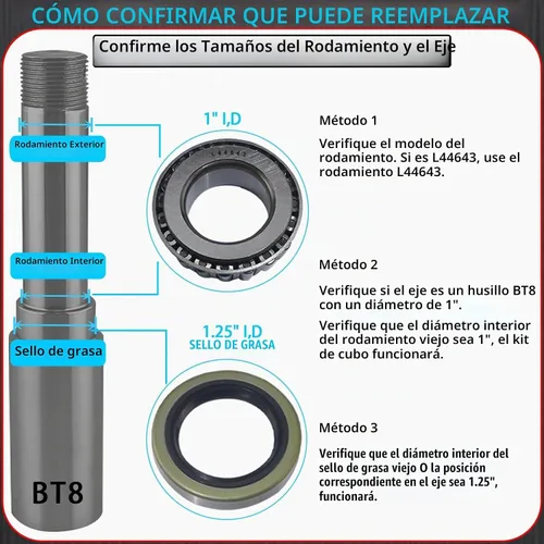 Vista 3 de iBroPrat 2 juegos de kits de rodamientos L44643 / L44610 para ejes de remolque de barco de 1 pulgada para ejes de 2000-2200LB, con sellos de grasa