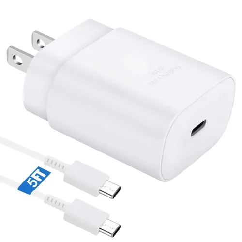 Vista 9 de Kit de cargador súper rápido tipo C, bloque de cargador de teléfono Android PD de 25 W PD USB C y cable de carga C de 5 pies, cable de carga rápida