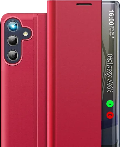 Vista 88 de Funda de teléfono para Samsung Galaxy A16 5G, Clear View Window Funda delgada de lujo para teléfono Galaxy A16 con soporte, funda protectora