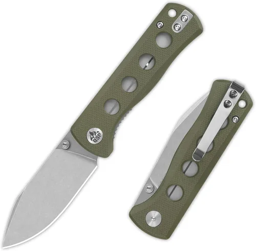 Vista 21 de QSP Canary Folder - Cuchillo plegable de bolsillo, hoja de 7.21 cm Sandvik 14C28N con acabado negro lavado a la piedra, mango G10 negro, bloqueo