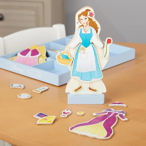 Vista 9 de Melissa & Doug Disney Belle - Juego de muñecas magnéticas de madera para disfrazarse (más de 30 piezas)