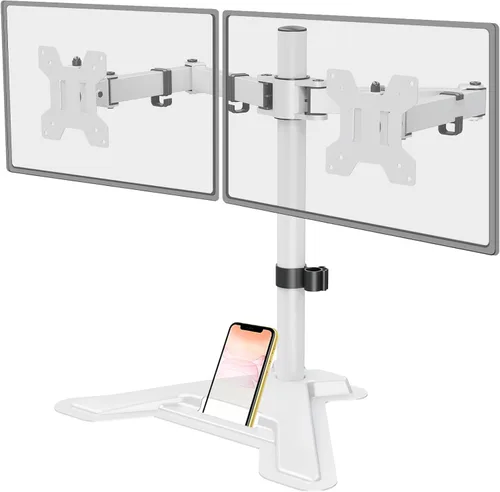 Vista 11 de MOUNT PRO Soporte para monitor doble, soporte de escritorio para monitor de movimiento completo, se adapta a 2 pantallas de hasta 27 pulgadas, 17.6