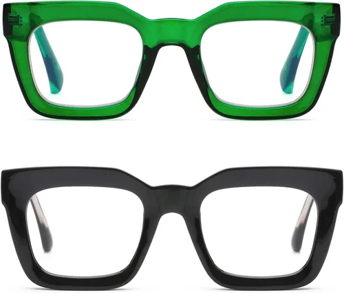 Vista 13 de AQWANO Elegantes anteojos de lectura cuadrados de gran tamaño para hombres y mujeres, diseño de moda, lectores de marco grande, lentes