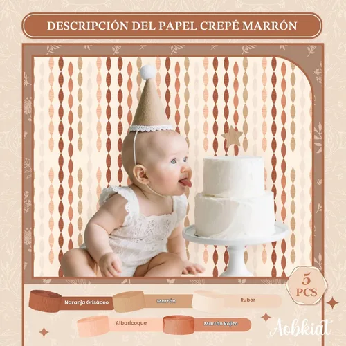 Vista 7 de AOBKIAT Decoraciones de serpentinas de fiesta de otoño para baby shower Marrón
