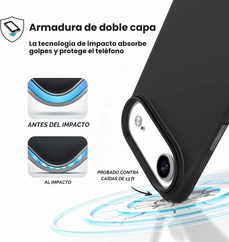 Vista 8 de Speck PRESIDIO2 PRO - Funda para iPhone 17, compatible con MagSafe, funda protectora delgada, color negro/gris pizarra/blanco