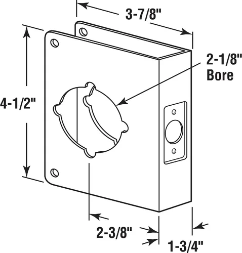 Vista 2 de Defender Security U 9553 - Refuerzo de puerta y cerradura de acero inoxidable de 1-3/4 pulgadas x 4-1/2 pulgadas, 2-1/8 pulgadas. Diámetro único