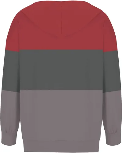 Vista 2 de UODSVP Camisetas de manga larga para mujer, con cierre de cremallera, estilo casual, con capucha, con capucha, de algodón