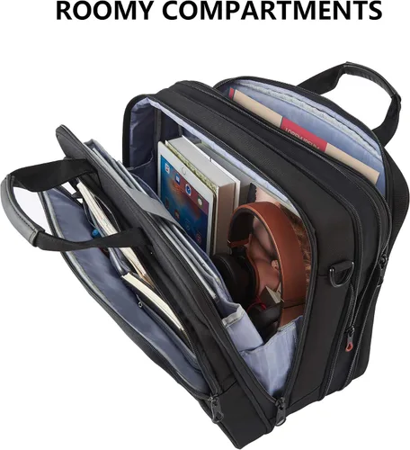 Vista 7 de KROSER - Bolso de hombro para laptop expandible, maletín para laptop hasta 17.3 pulgadas, repelente al agua, bolsa estilo bandolera para computadora