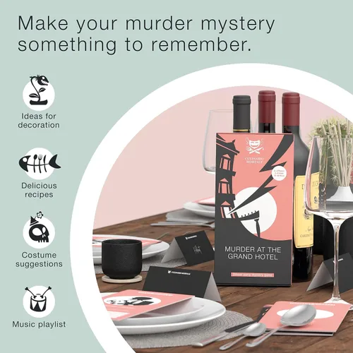 Vista 2 de Culinario Mortale Murder at The Grand Hotel - Un moderno juego de cena de misterio de asesinato para 6-8 jugadores Asesinato en el Grand Hotel
