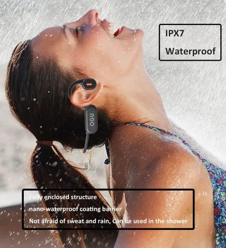 Vista 2 de OGU Auriculares de conducción ósea, auriculares abiertos Bluetooth 5.3 deportivos inalámbricos con micrófono integrado, resistentes al sudor