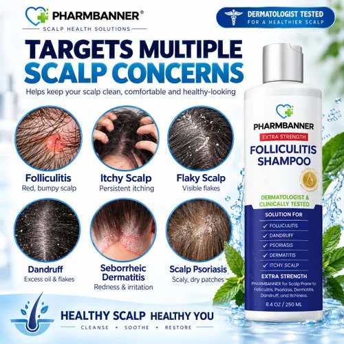 Vista 3 de PHARMBANNER Champú antifúngico para foliculitis, picazón y cuero cabelludo