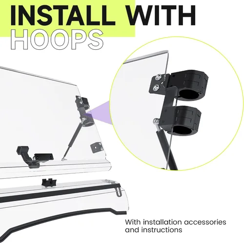 Vista 4 de HECASA Parabrisas 3 en 1 compatible con Polaris RZR 570/RZR 570 S/ RZR 800/RZR S 800/RZR 4 800/XP 900 con resorte de gas totalmente transparente