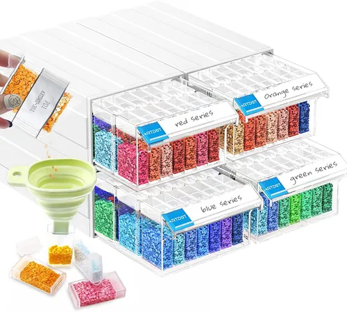 Vista 9 de ARTDOT Contenedores de almacenamiento de 56 rejillas para kits de arte de diamante para adultos, 2 paquetes de contenedor portátil de almacenamiento