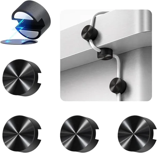 Vista 12 de Maveek Soporte magnético para cables, 5 unidades, clips de cable fuertes, placa de metal, organizadores de alambre adhesivo para mesita de noche