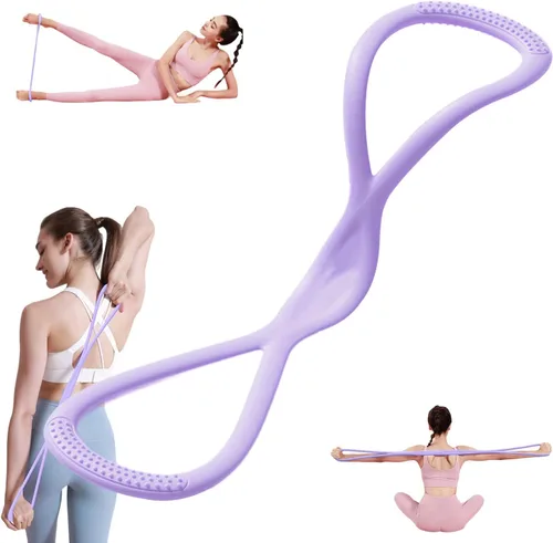 Vista 8 de Figura 8 Banda de resistencia para mujeres y hombres, banda de ejercicio con asas antideslizantes, equipo de fitness para gimnasio en casa