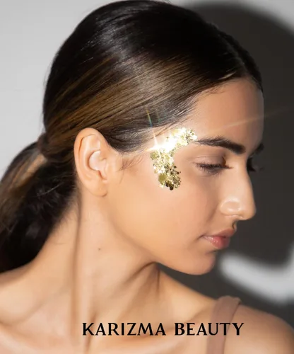 Vista 6 de KARIZMA 24K Gold Purpurina holográfica dorada Purpurina gruesa de 0.35 onzas para la cara, el cabello, los ojos y el cuerpo, para mujer. Purpurina