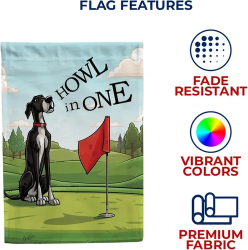 Vista 5 de Howl In One Golf Dog Pun Garden Flag 12.5" x 18" Double Sided Canine Golf
