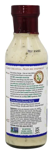 Vista 3 de Drew's - Aderezo para ensaladas totalmente natural y adobo de 10 minutos, Buttermilk Ranch, botella de 12 onzas