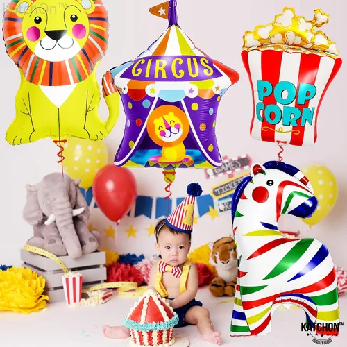 Vista 6 de KatchOn, Xtralarge, Globos de carnaval - 4 piezas Decoraciones de fiesta temática de carnaval Globos de circo para decoraciones de carnaval