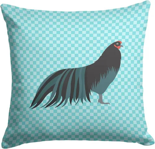 Vista 83 de Caroline's Treasures BB8163PW1414 Beltsville - Almohada decorativa de tela a cuadros pequeños, color blanco, pavo y gallina azul, lavable a máquina