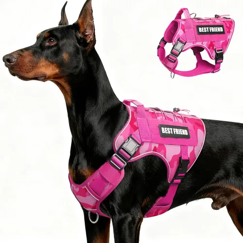 Vista 10 de Arnés Táctico para Perros Talla Pequeña, Sin Tirones Chaleco Militar para Perros con Asa, Arnés Reflectante de Servicio Pesado para Mascotas