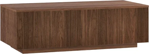 Vista 6 de Henn&Hart Mesa de centro rectangular acanalada de perfil bajo de 48 pulgadas para sala de estar, habitación familiar u oficina, color blanco aliso