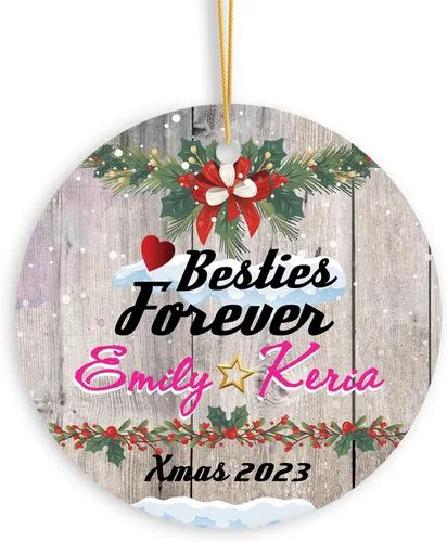 Vista 8 de Adorno de Navidad personalizado para parejas, adorno de nuestra primera Navidad juntos, regalo de recuerdo personalizado para parejas, adorno