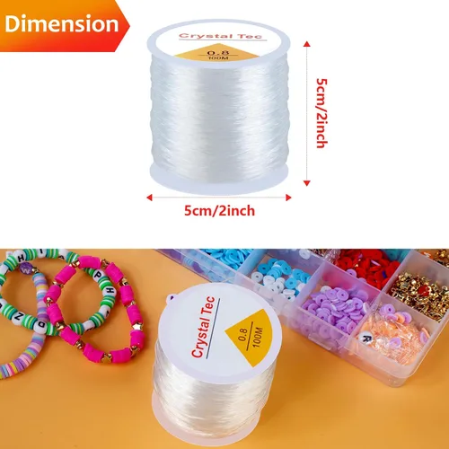 Vista 7 de Cuerda elástica de 0.031 in, alambre de pesca transparente para colgar, cordón elástico de cristal de 39.4 pies para pulseras, abalorios, joyas